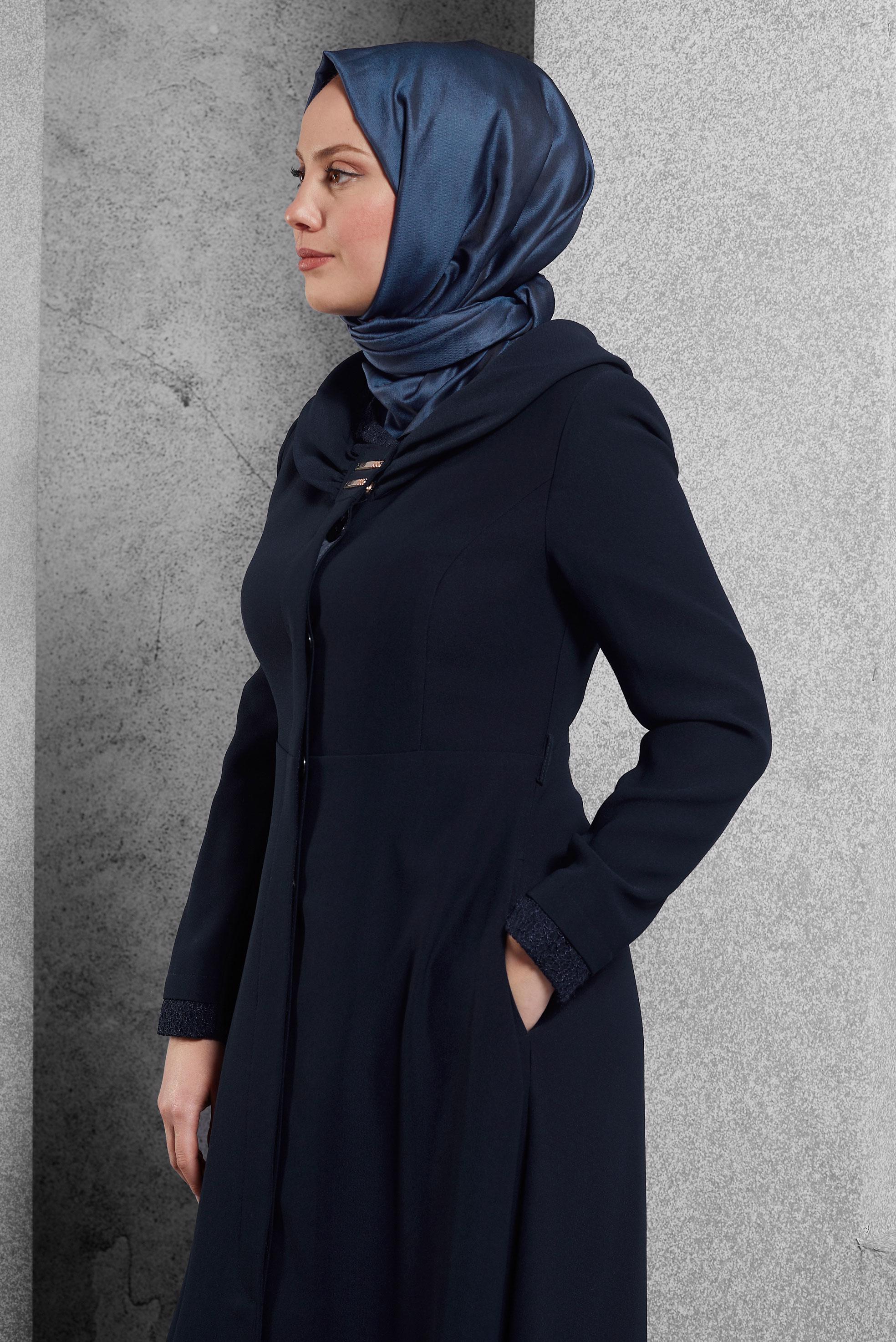 Tesettür giyim LACİVERT DÜZ PARDESÜ 1419