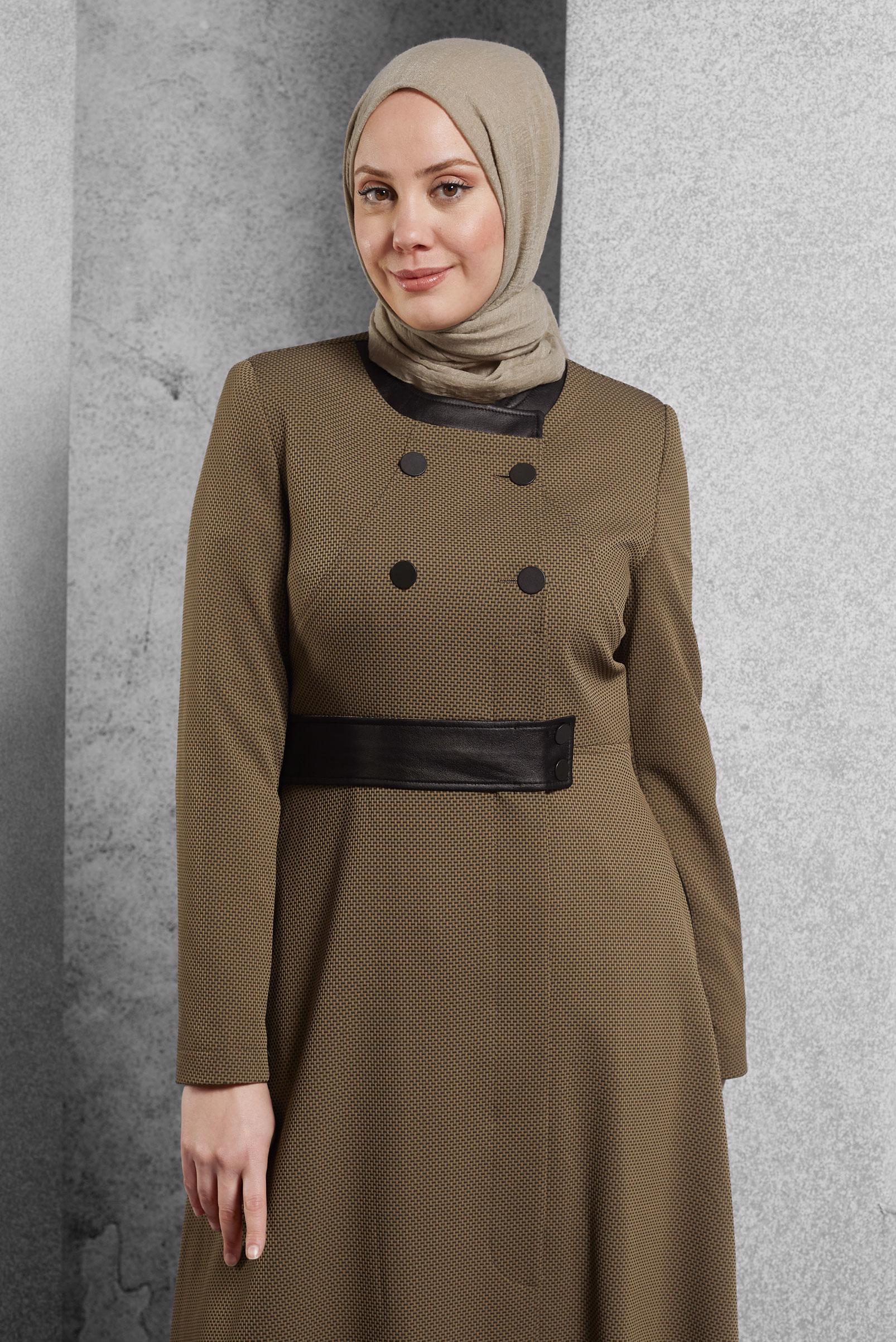 Vêtements hijab BRUN COUCHE DE FINITION À BOUTON 1420