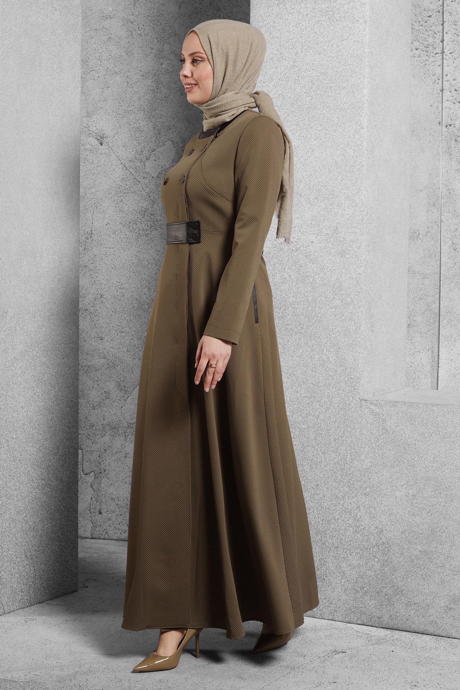 Vêtements hijab BRUN COUCHE DE FINITION À BOUTON 1420