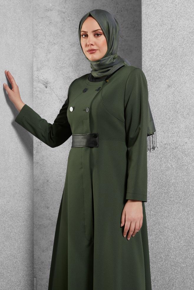 Vêtements hijab KAKI COUCHE DE FINITION À BOUTON 1420 - ALVİNA