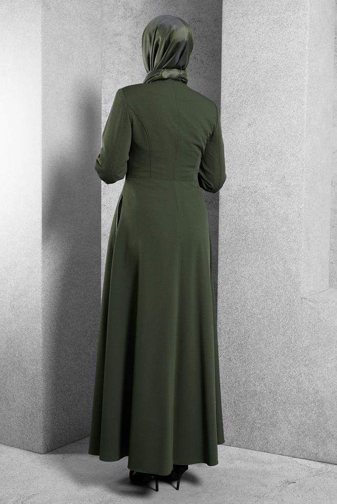 Vêtements hijab KAKI COUCHE DE FINITION À BOUTON 1420 - ALVİNA