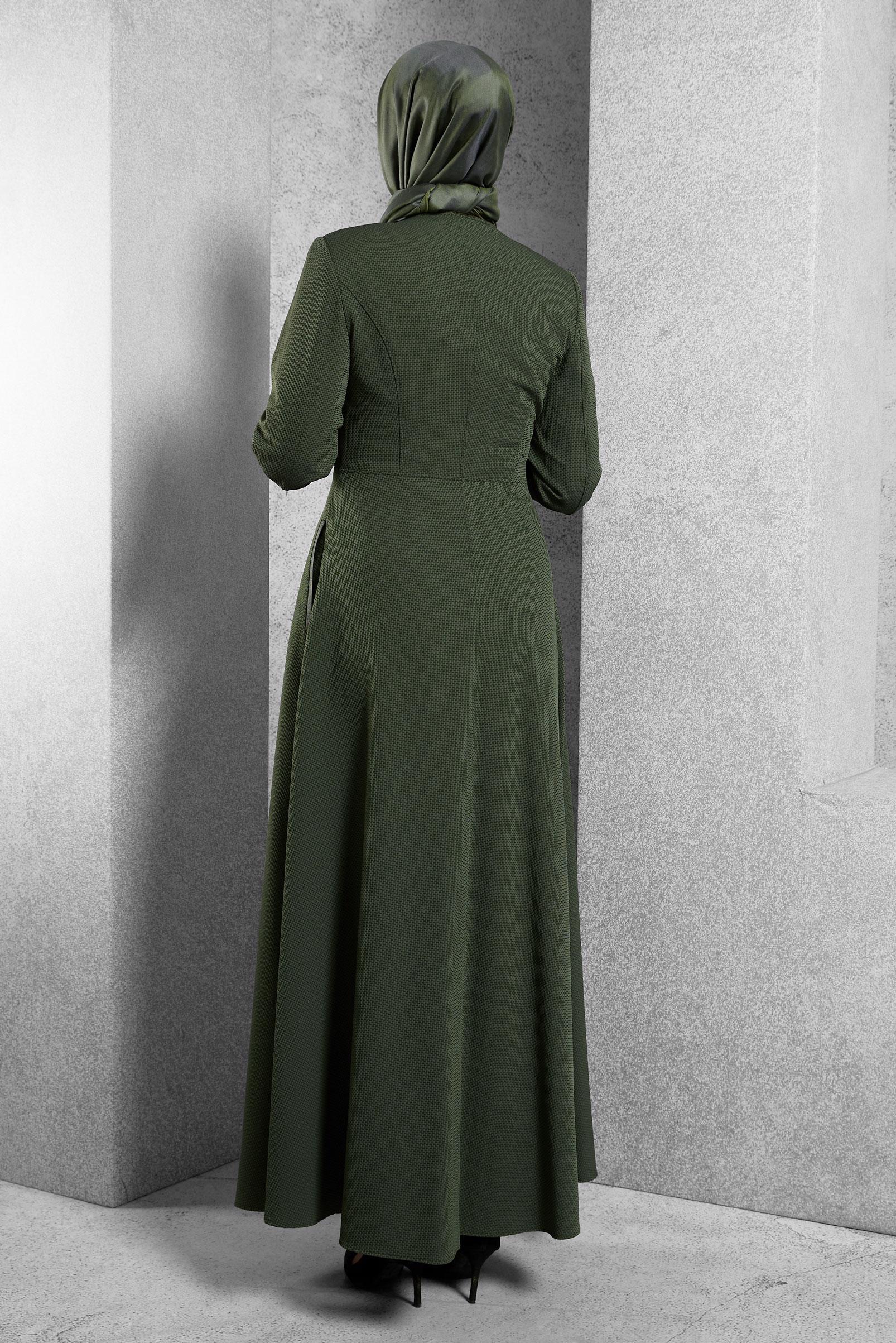 Hijab clothing KHAKI BUTTONED TOPCOAT 1420