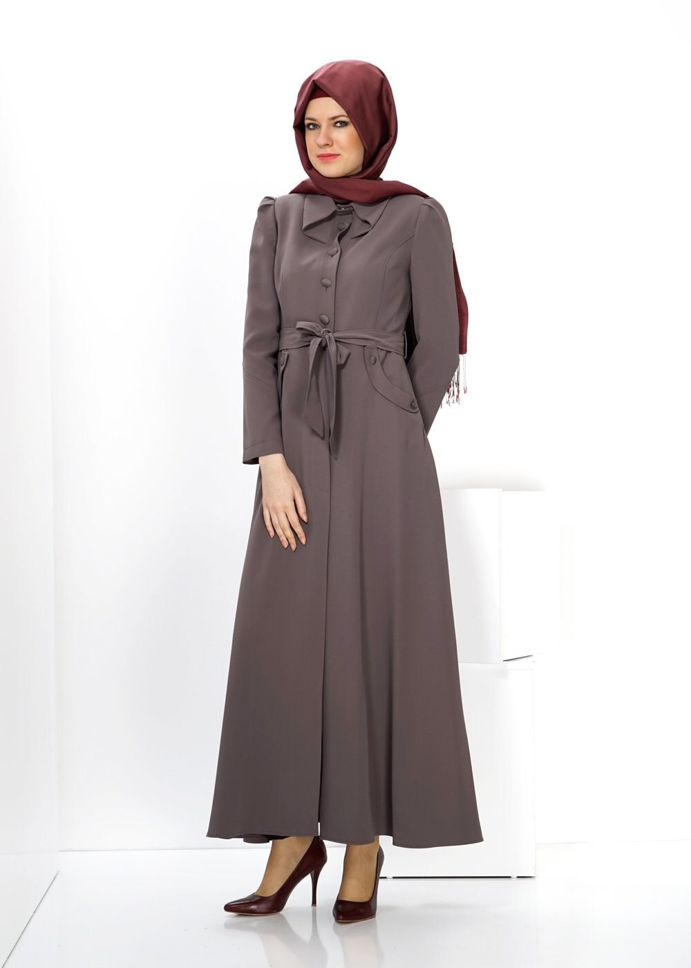 Tesettür giyim VİZON 1421 PARDESÜ 