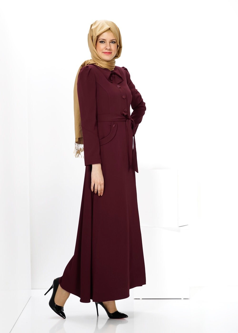 Tesettür giyim BORDO 1421 PARDESÜ 