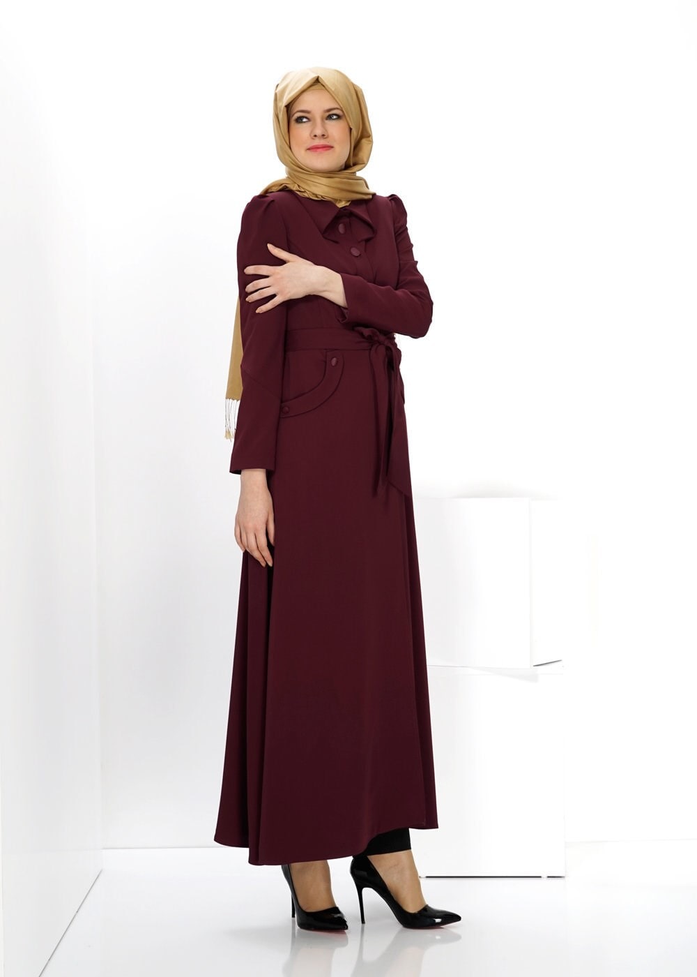 Tesettür giyim BORDO 1421 PARDESÜ 