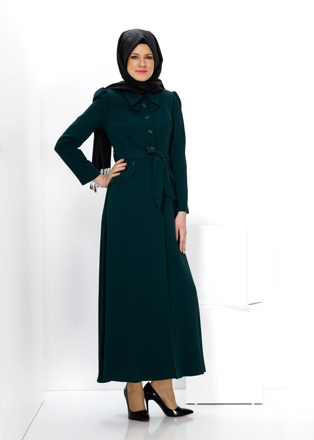 Tesettür giyim YEŞİL 1421 PARDESÜ 