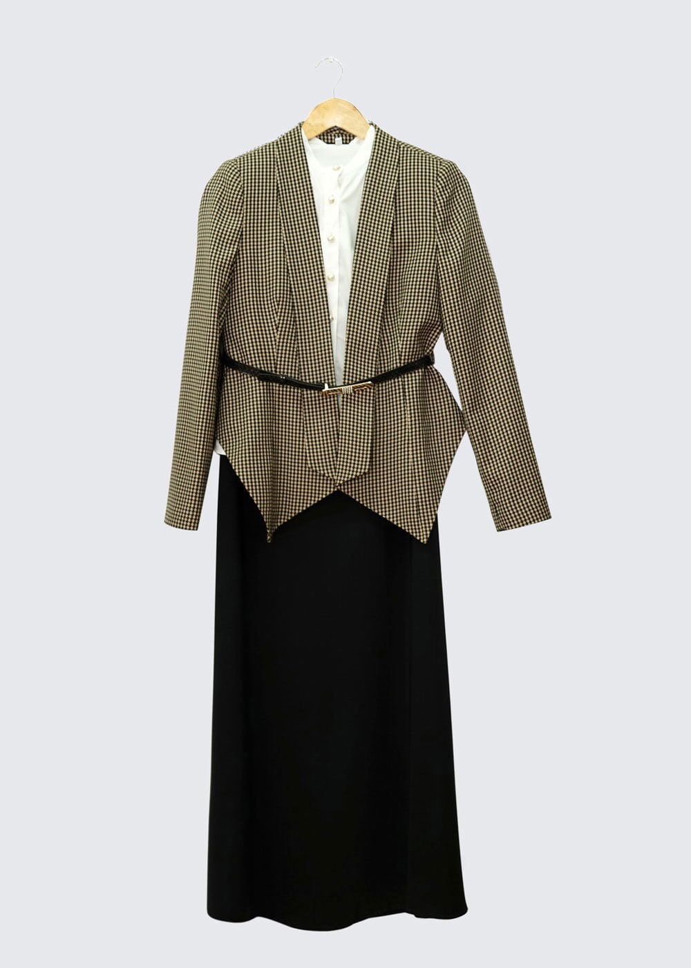 Hijab clothing BEIGE CHECK SKIRT SUIT 3060E 