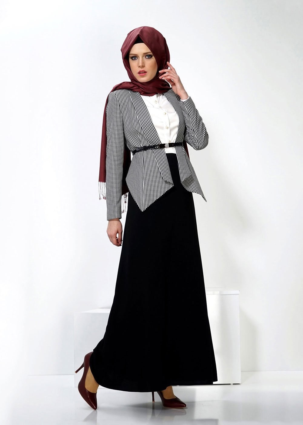 Tesettür giyim SİYAH 3060E ETEKLİ TAKIM