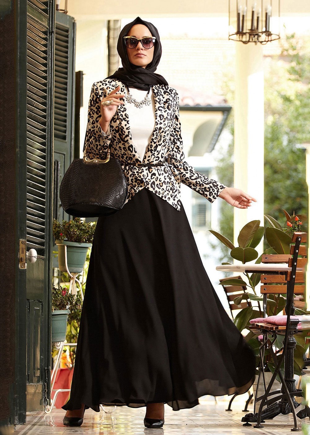 Hijab clothing BROWN PRINTED SKIRT SUIT 3066E 