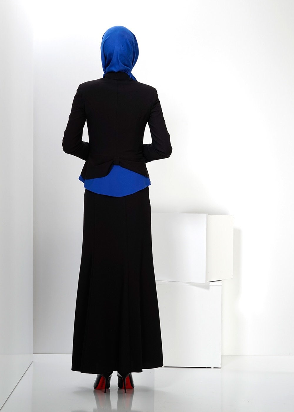 Hijab clothing BLACK GUIPURED SKIRT SUIT 3067E 