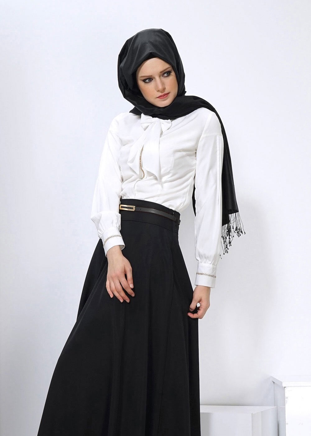 Hijab clothing BLACK FLARE SKIRT SUIT 4410 