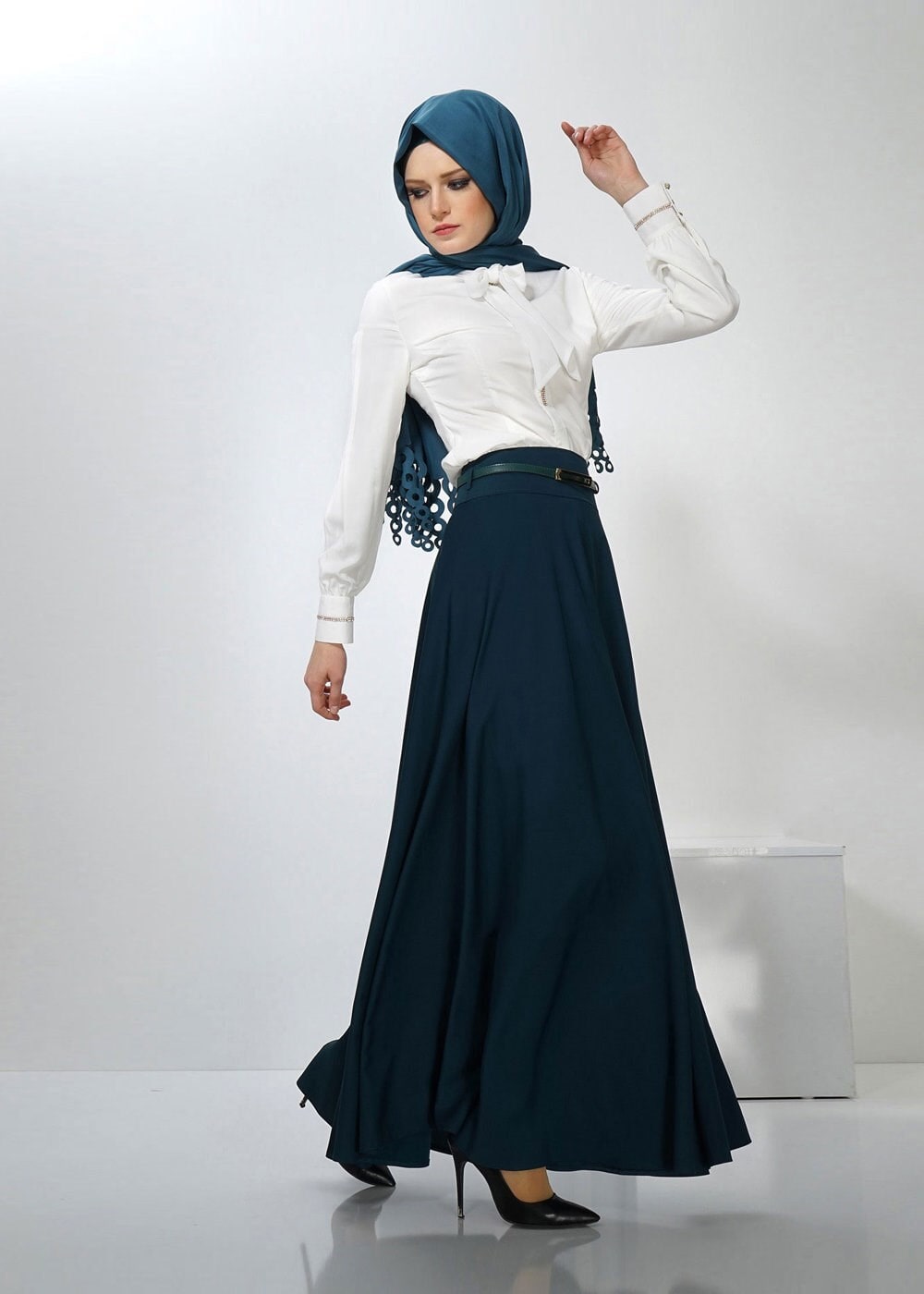 Hijab clothing GREEN FLARE SKIRT SUIT 4410 