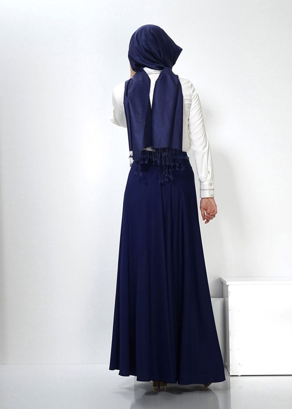 Tesettür giyim MAVİ 4410 ETEKLİ TAKIM