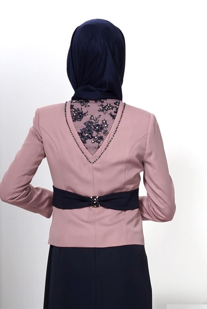 Hijab clothing PINK EMBELLISHED DRESS SUIT 3032  - ALVİNA