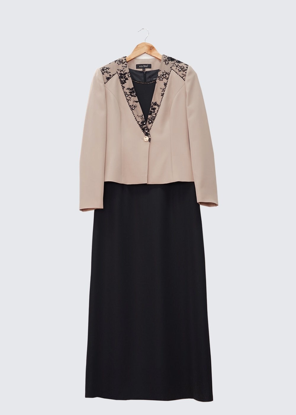 Tesettür giyim TABA İŞLEMELİ ELBİSELİ TAKIM 3032