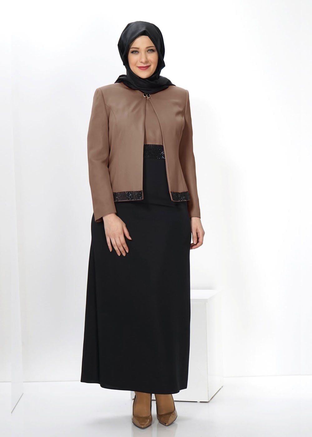 Hijab clothing BROWN DRESS SUIT 3058 