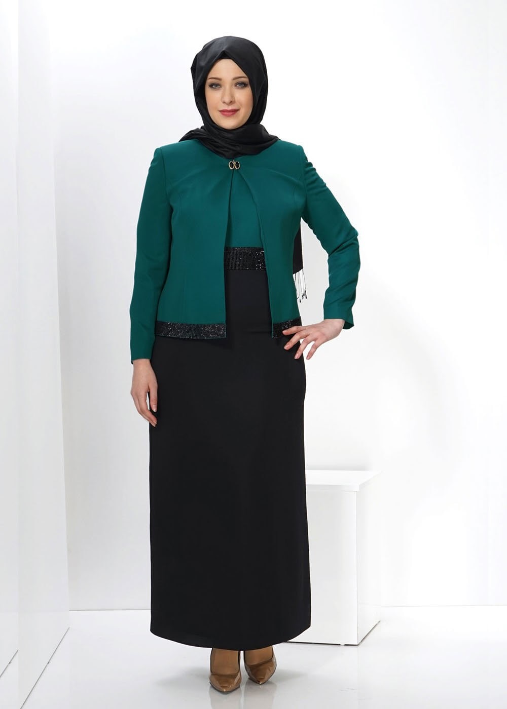 Vêtements hijab VERT COSTUME & ROBE 3058