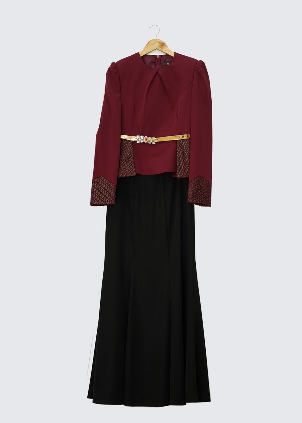 Tesettür giyim BORDO 3071E ETEKLİ TAKIM