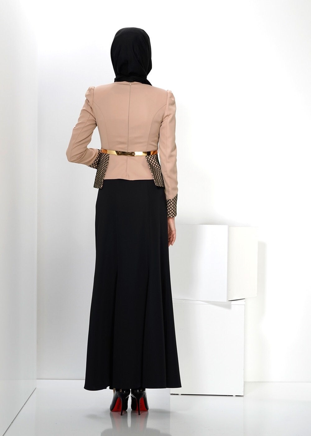 Tesettür giyim PUDRA 3071E ETEKLİ TAKIM