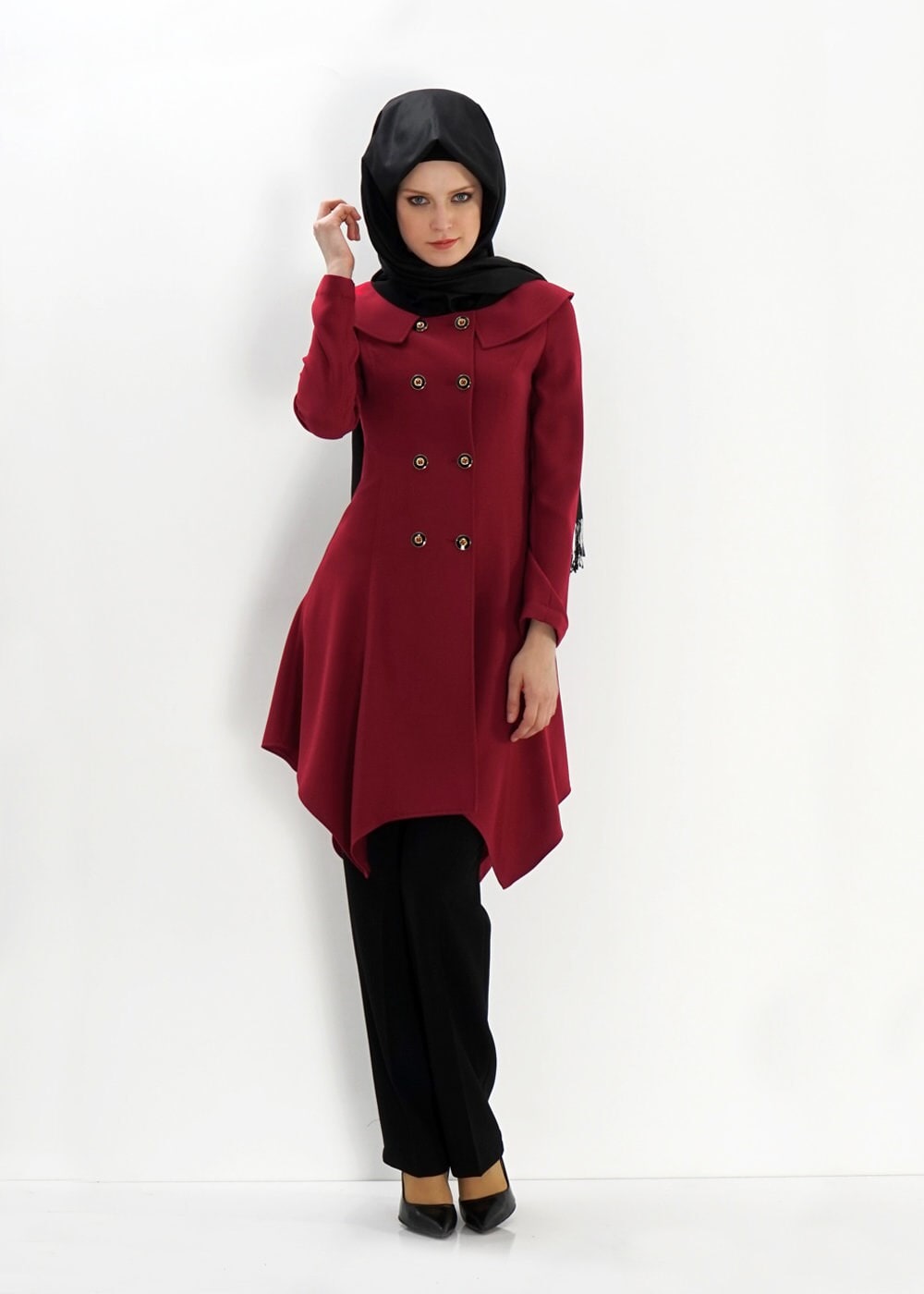 Tesettür giyim BORDO 3062P TAKIM