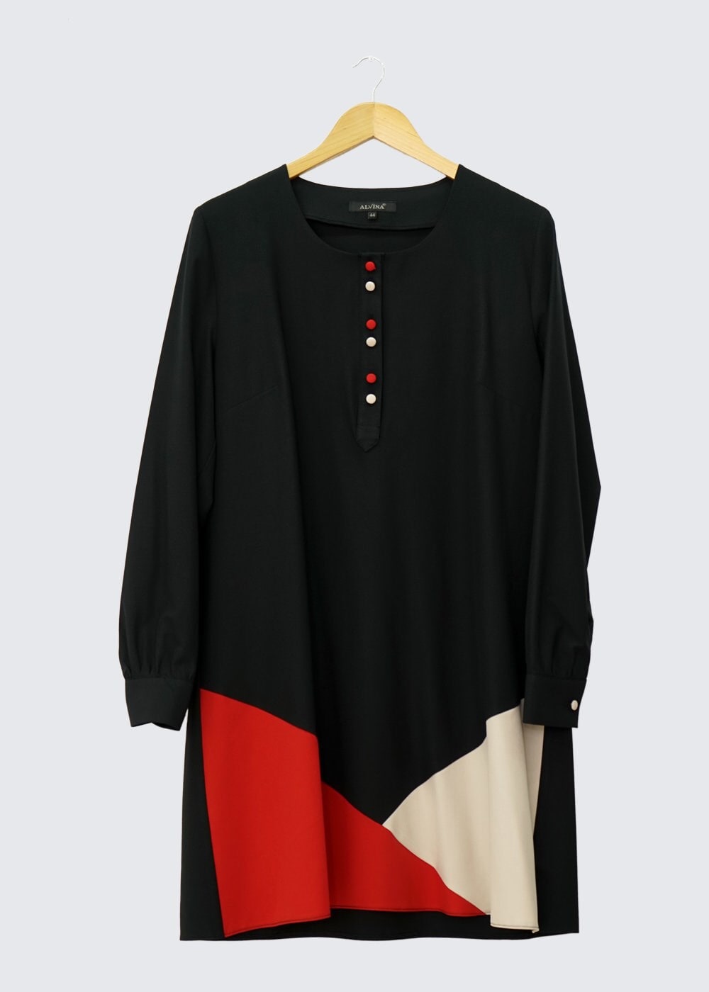 Tesettür giyim SİYAH RENK BLOKLU TUNİK 2421 