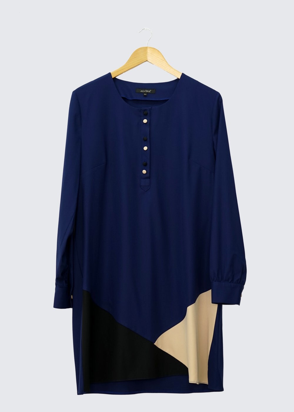 Tesettür giyim LACİVERT RENK BLOKLU TUNİK 2421 