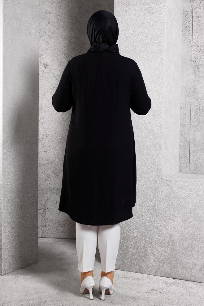 Tesettür giyim SİYAH ASİMETRİK KESİM TUNİK 2426 - ALVİNA