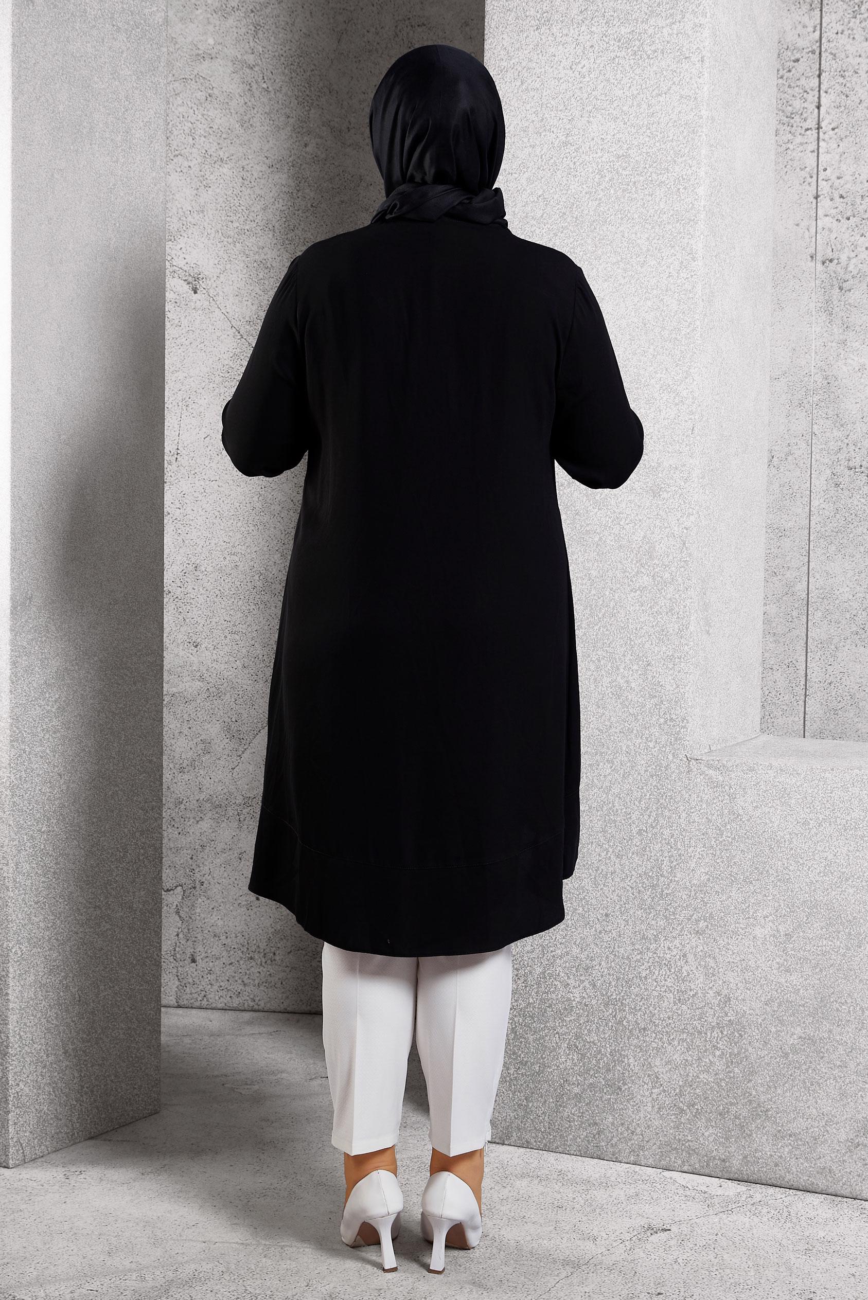 Hijab clothing BLACK ASYMMETRIC CUT TUNIC 2426