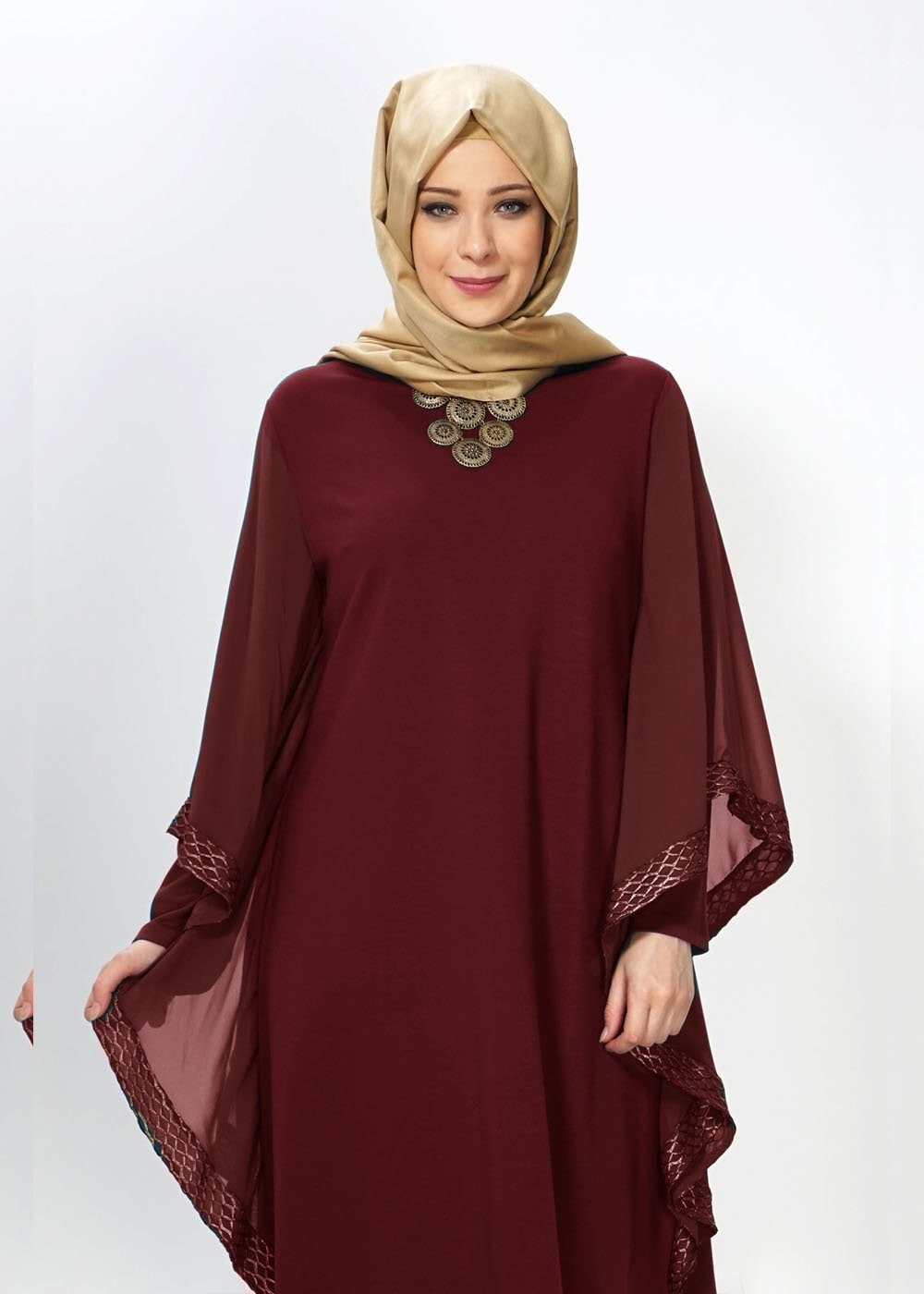 Tesettür giyim BORDO PANÇO TUNİK 2431 