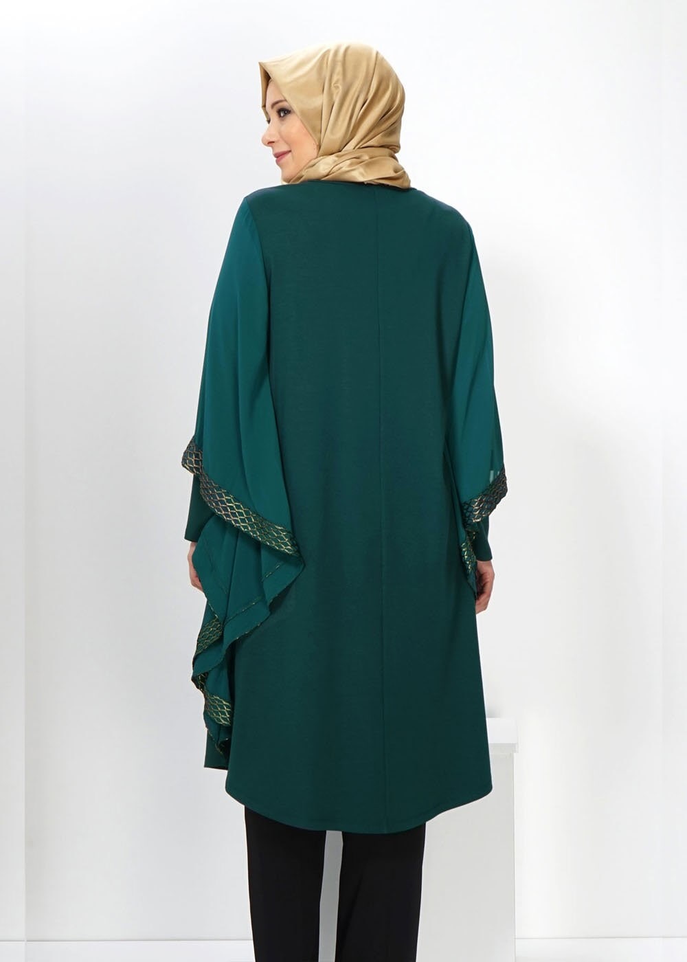 Tesettür giyim YEŞİL PANÇO TUNİK 2431 