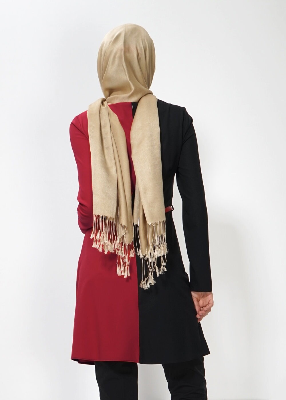 Tesettür giyim BORDO İKİ RENKLİ TUNİK 4322