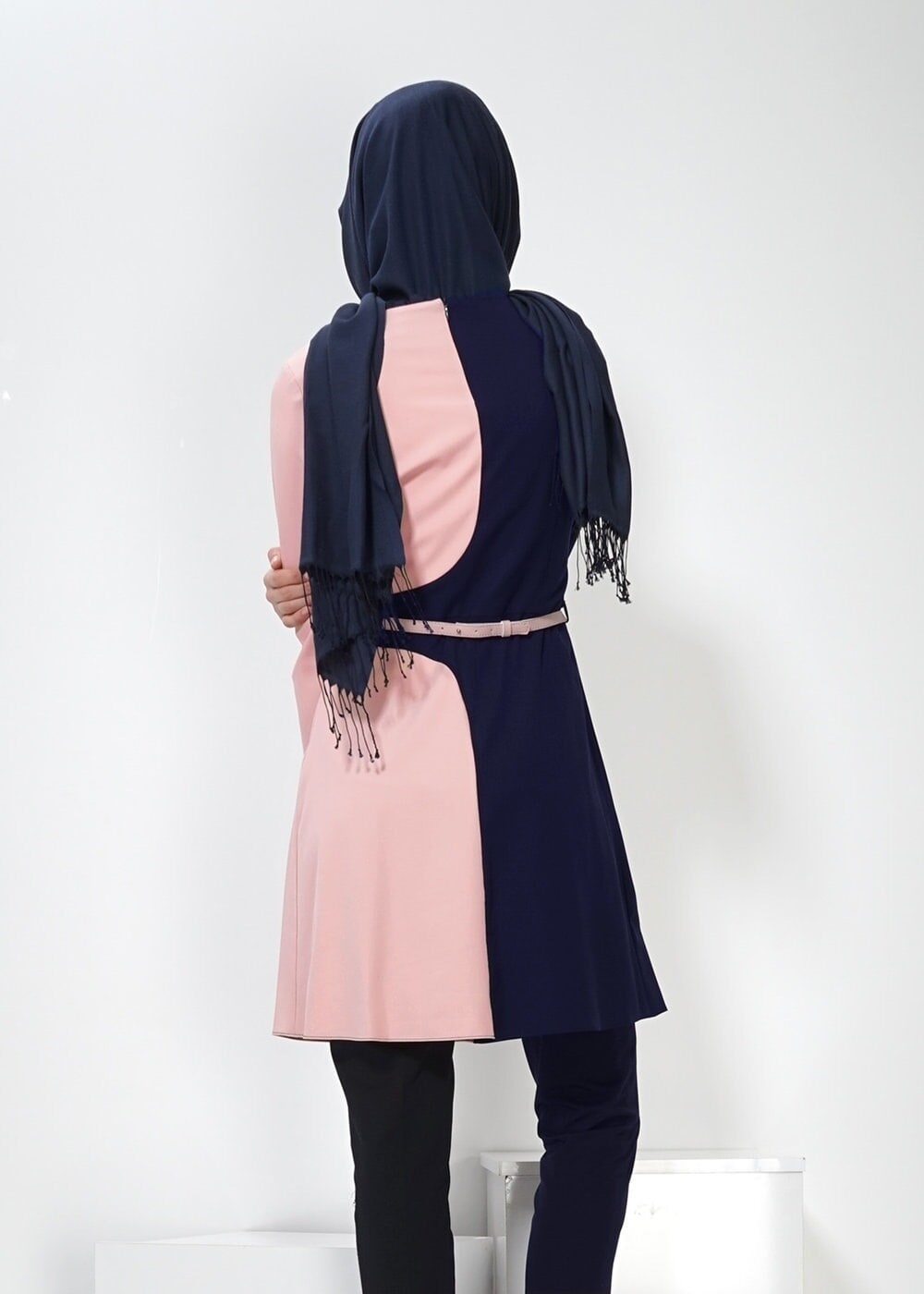 Tesettür giyim PUDRA İKİ RENKLİ TUNİK 4322