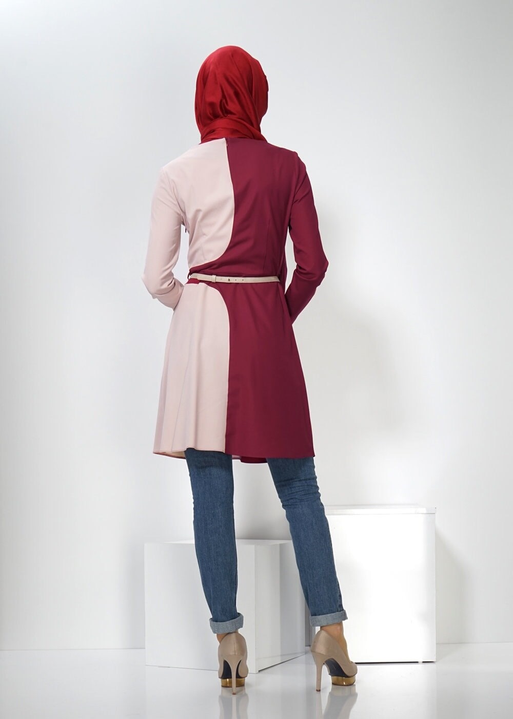 Tesettür giyim EKRU İKİ RENKLİ TUNİK 4322