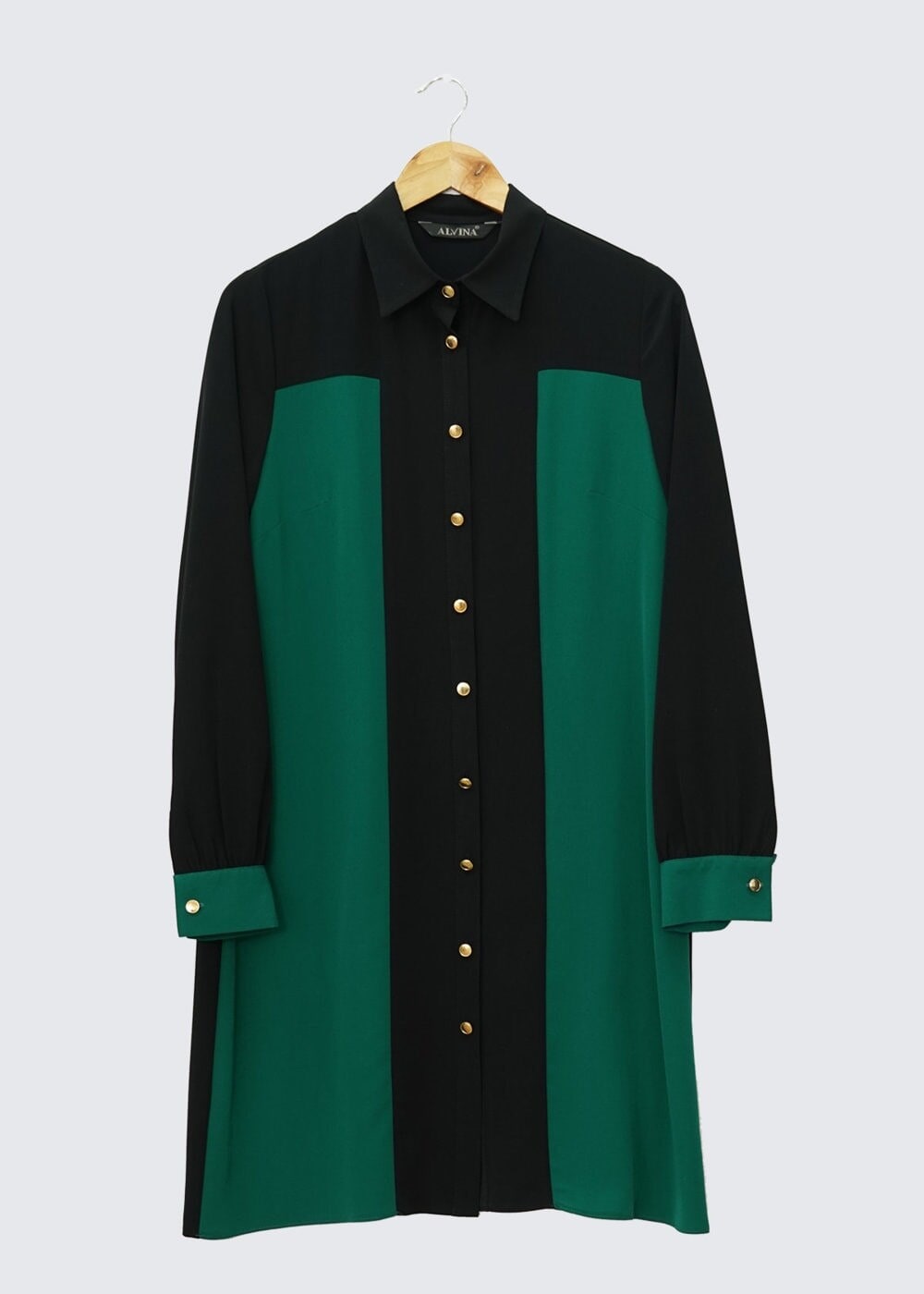 Tesettür giyim SİYAH GÖMLEK YAKA TUNİK 4345