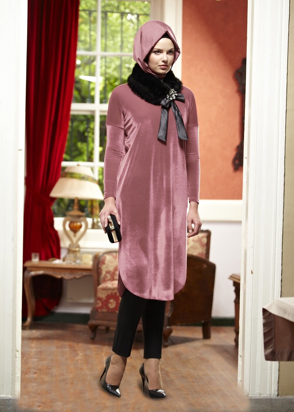 Tesettür giyim PUDRA 4348 TUNİK 