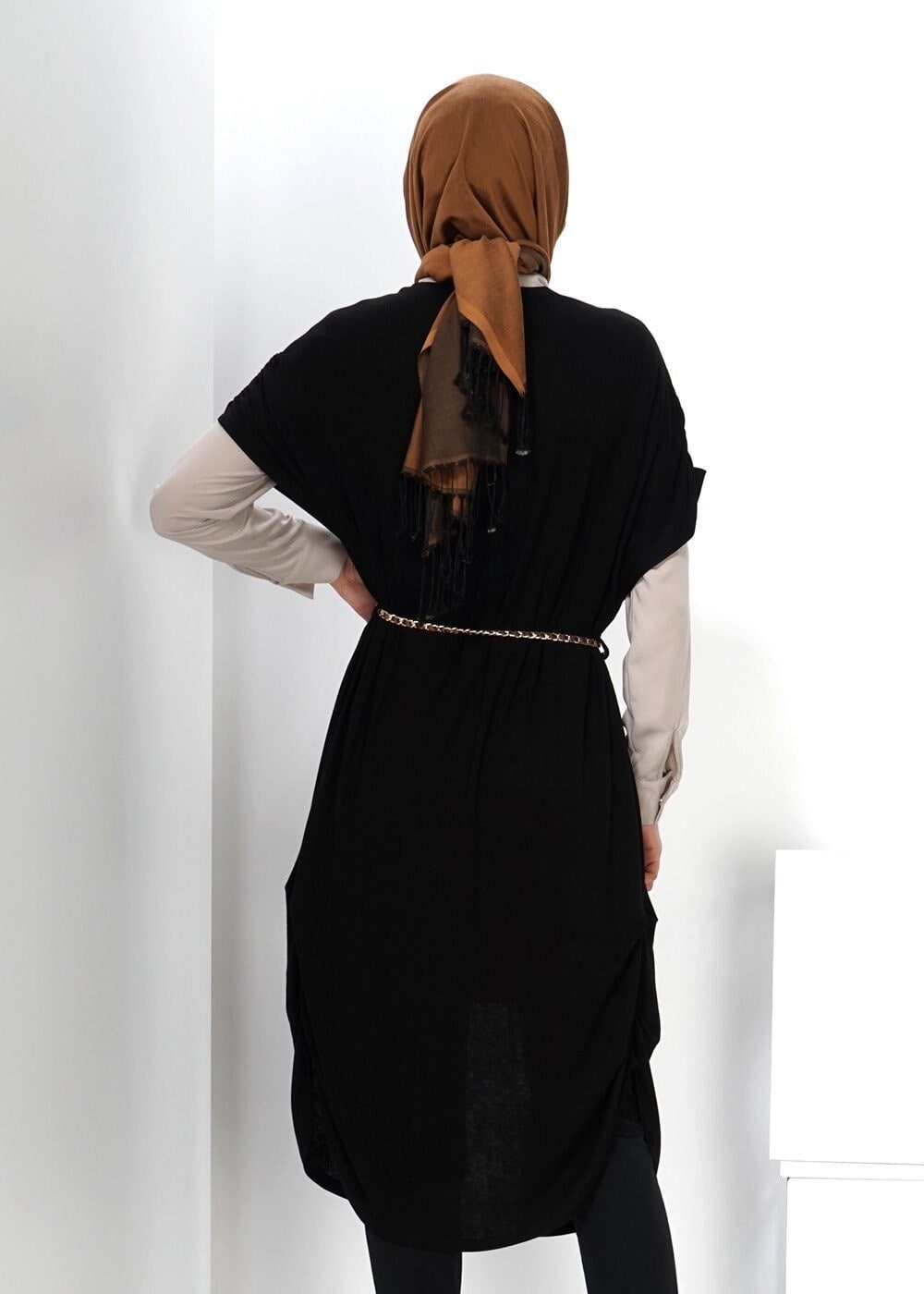 Tesettür giyim SİYAH İKİLİ UZUN TUNİK 4372