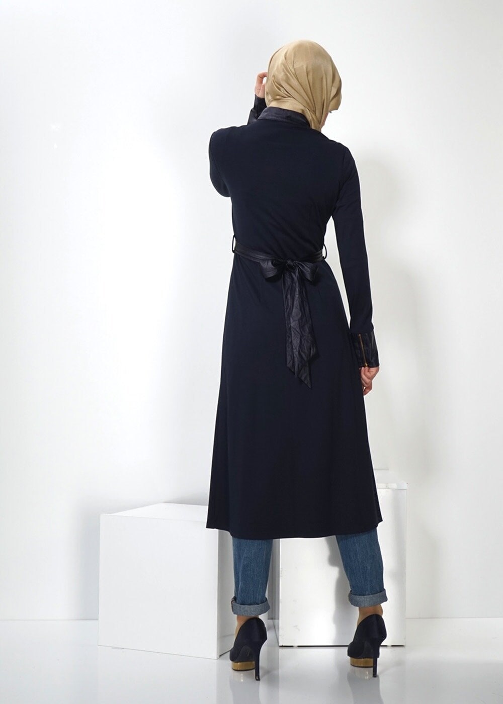 Tesettür giyim LACİVERT FERMUAR DETAYLI TUNİK 4384 