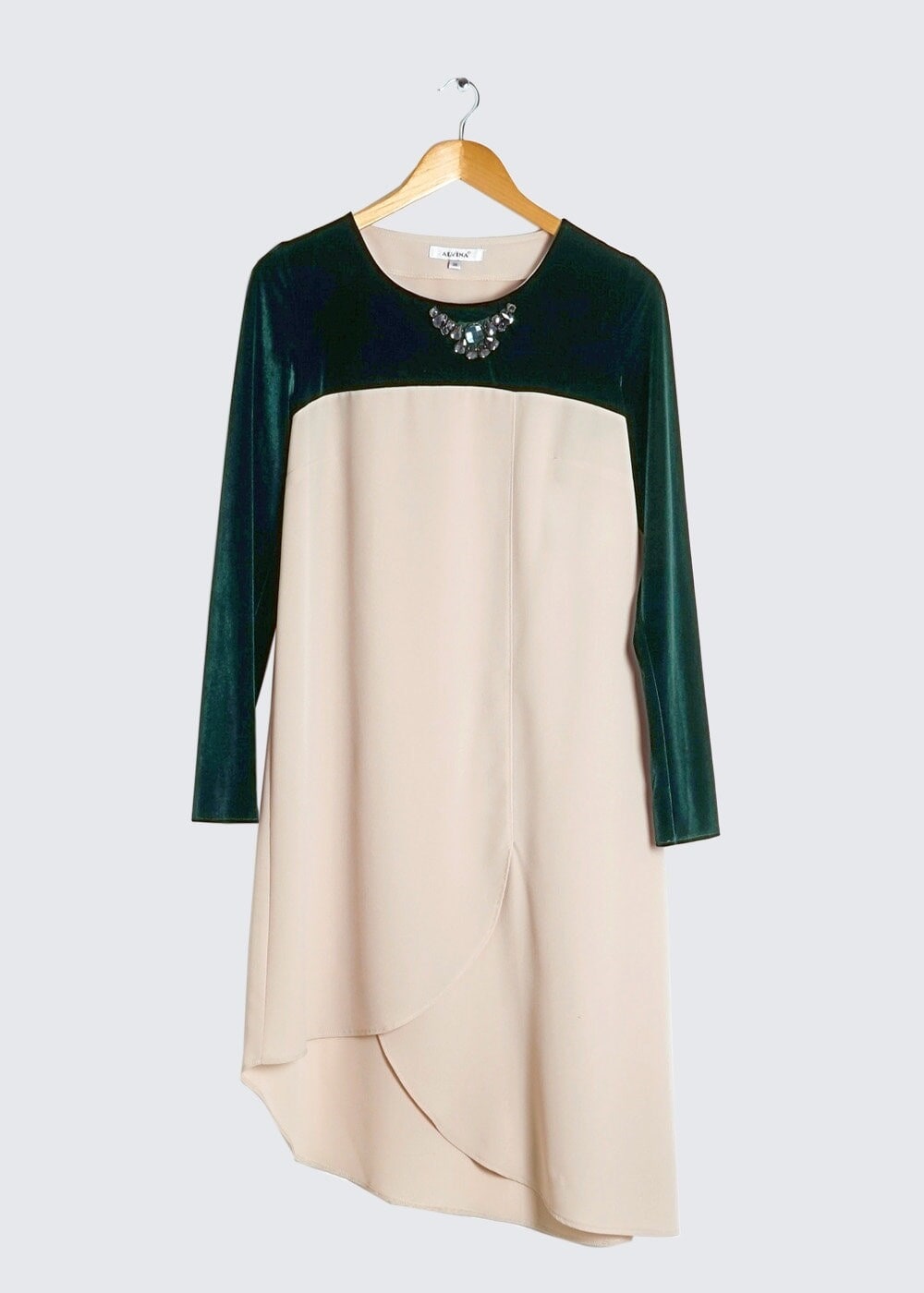 Tesettür giyim BEJ ASİMETRİK KESİM TUNİK 4391