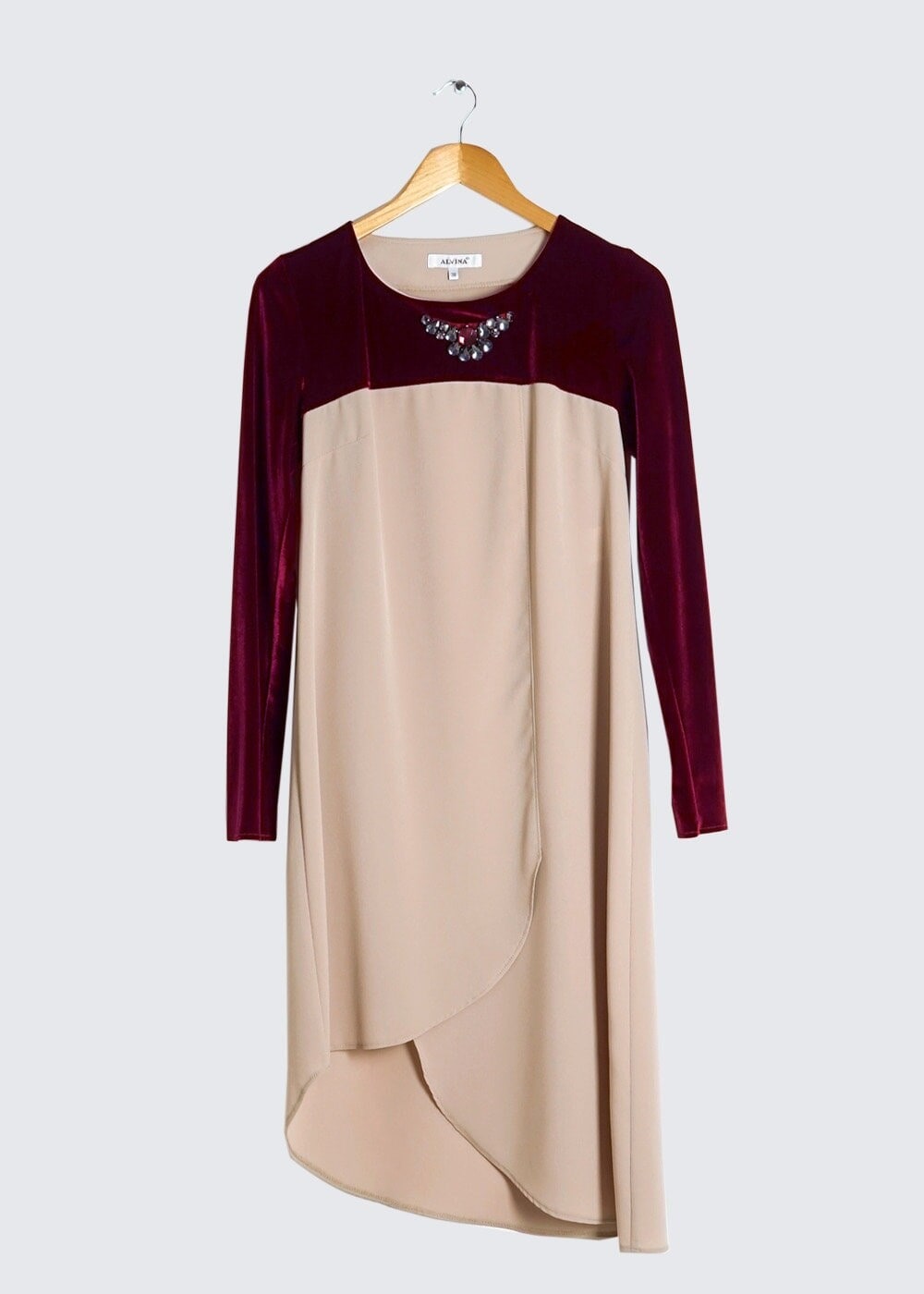 Tesettür giyim BEJ ASİMETRİK KESİM TUNİK 4391