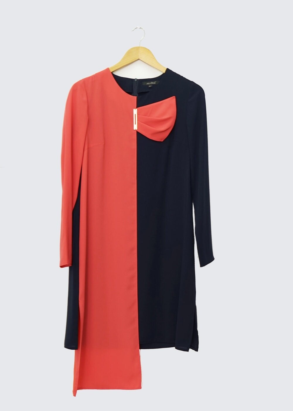 Tesettür giyim LACİVERT RENK BLOKLU TUNİK 4393