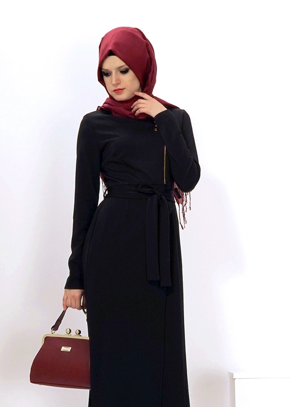 Tesettür giyim SİYAH FERMUAR DETAYLI TUNİK  4395 