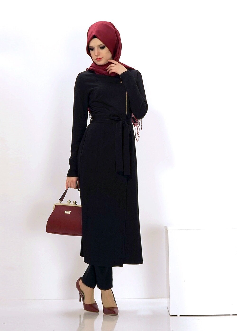 Tesettür giyim SİYAH FERMUAR DETAYLI TUNİK  4395 