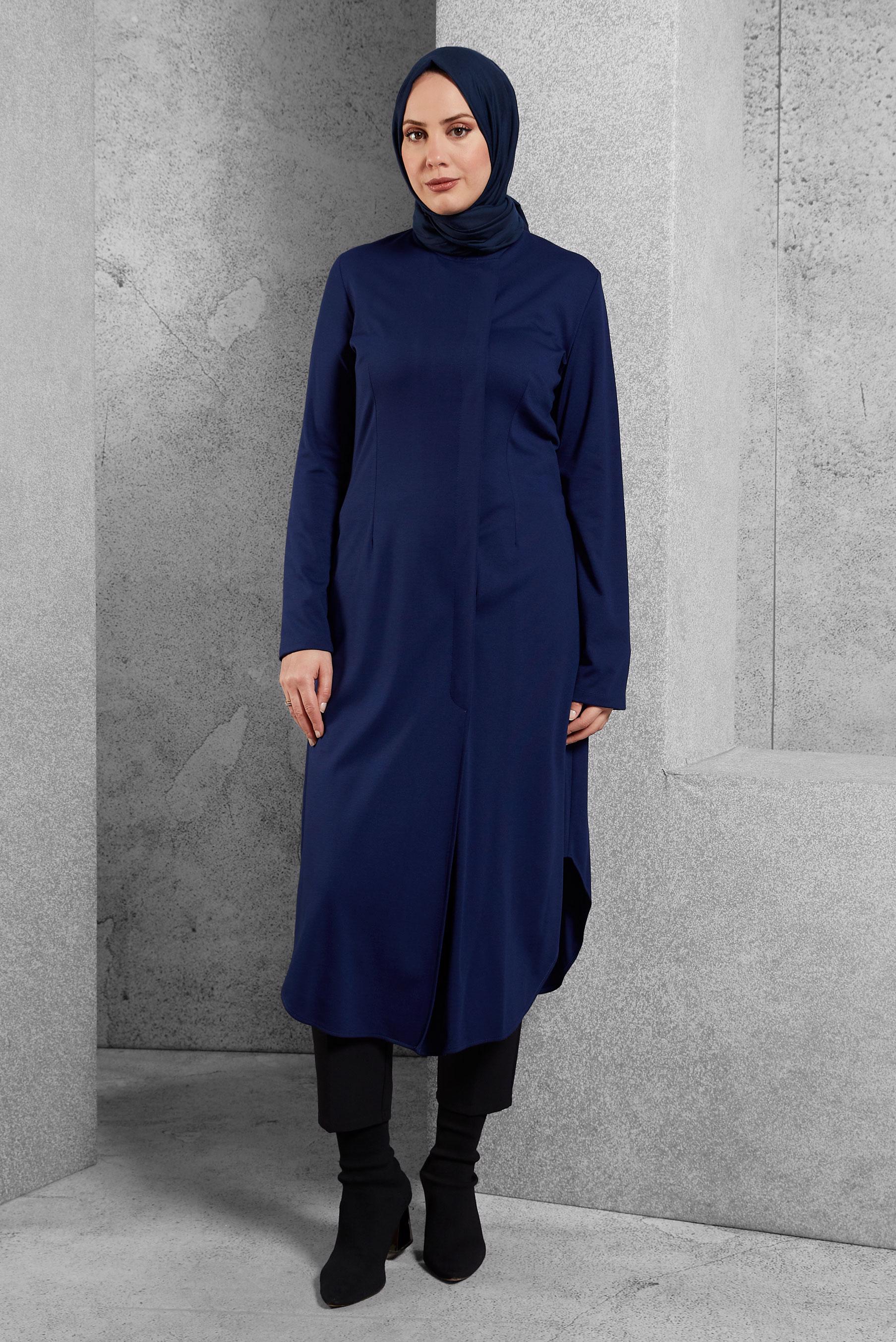 Tesettür giyim LACİVERT UZUN TUNİK 4399