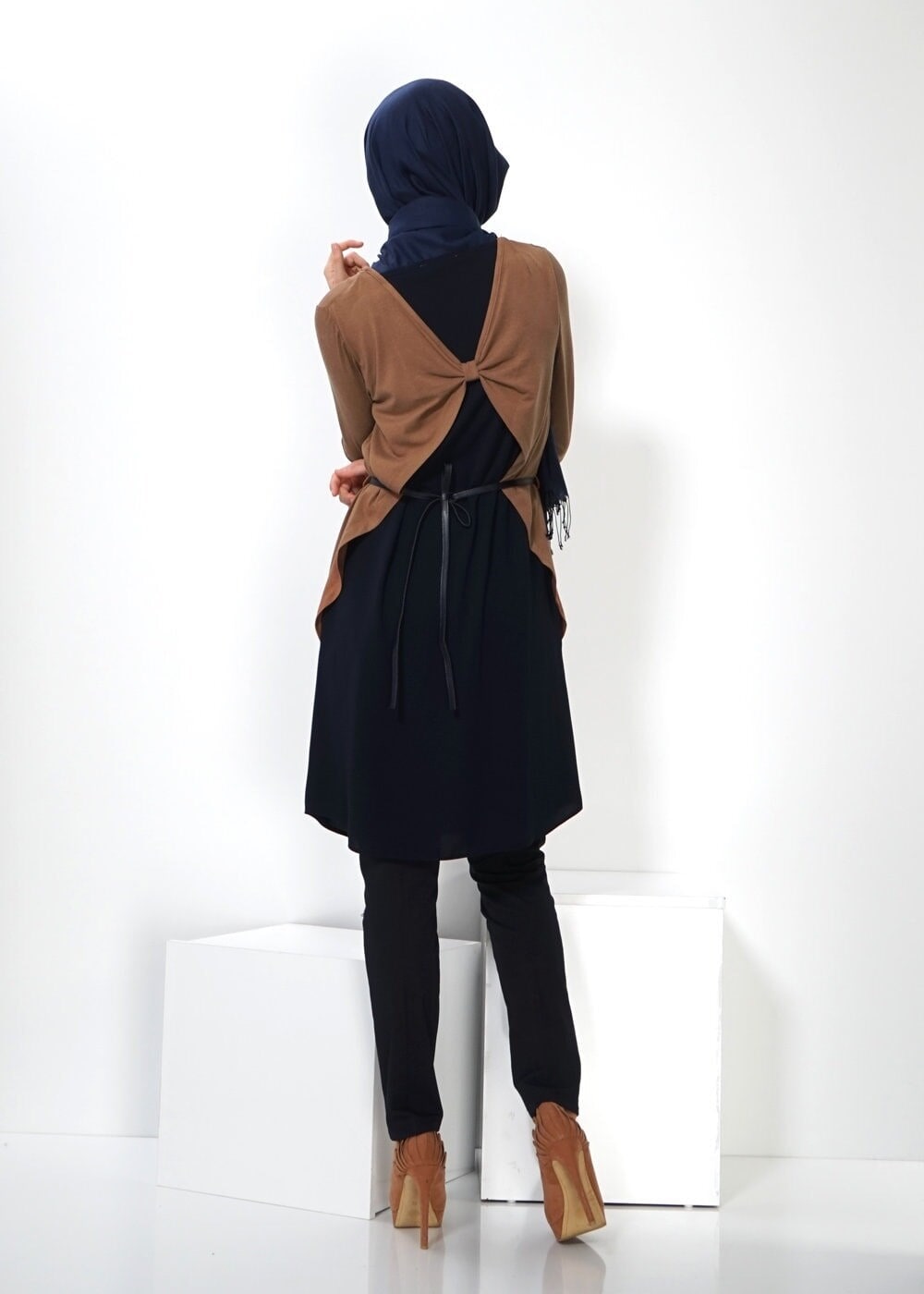 Tesettür giyim KAHVE İKİ RENKLİ TUNİK 4400