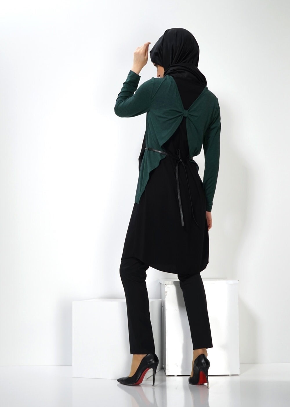 Tesettür giyim YEŞİL İKİ RENKLİ TUNİK 4400