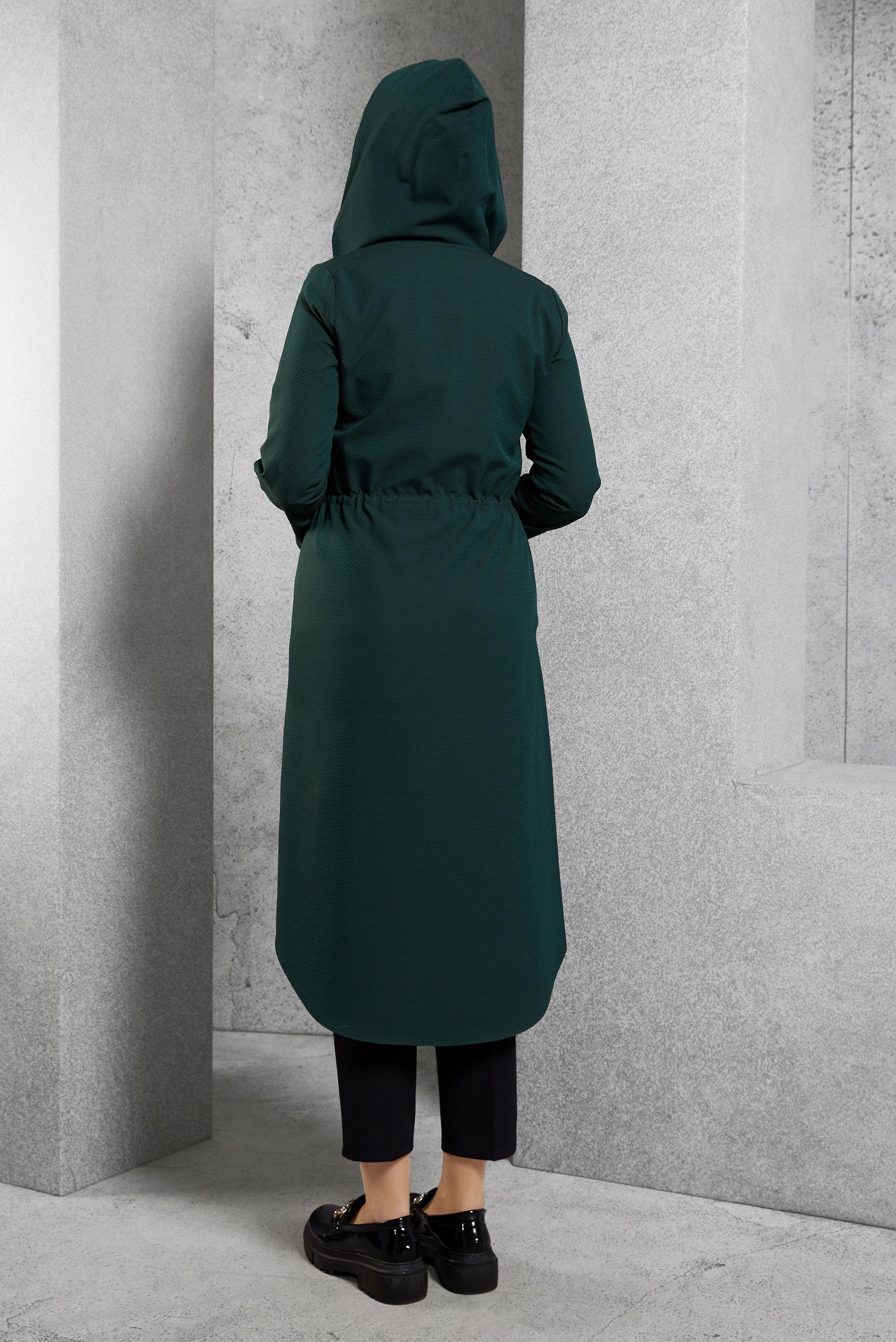 Tesettür giyim YEŞİL KAPÜŞONLU TUNİK 4408