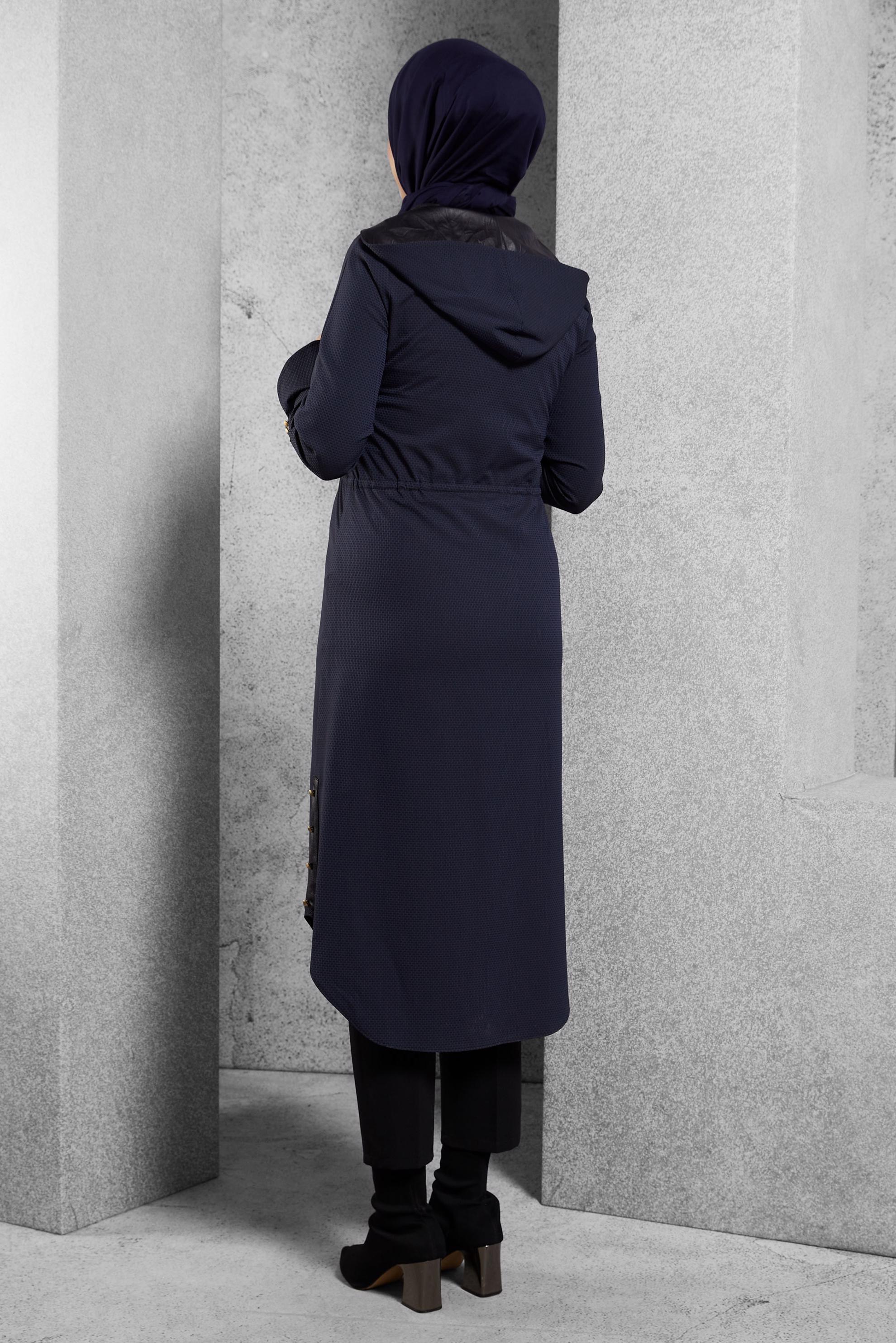 Tesettür giyim LACİVERT KAPÜŞONLU TUNİK 4408