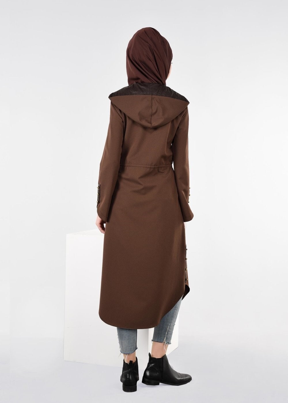 Tesettür giyim PUDRA KAPÜŞONLU TUNİK 4408