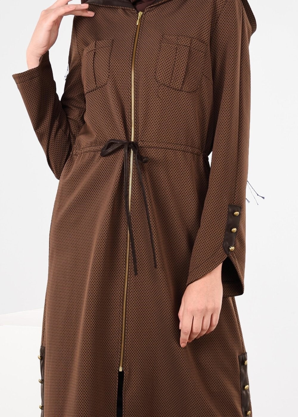 Tesettür giyim PUDRA KAPÜŞONLU TUNİK 4408