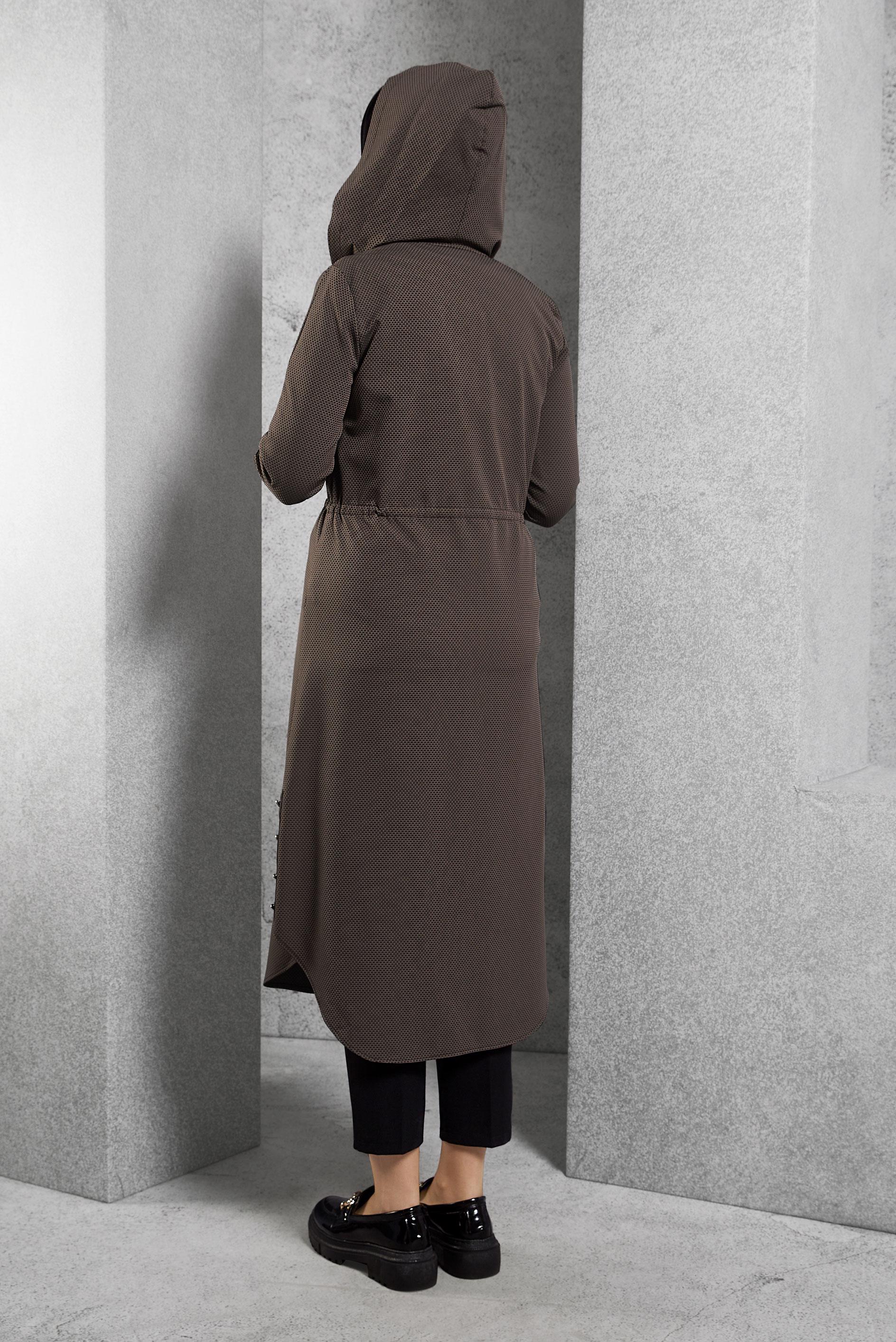 Tesettür giyim VİZON KAPÜŞONLU TUNİK 4408